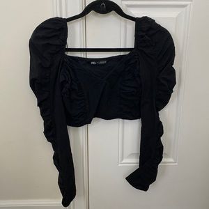 Zara black scrunch crop top